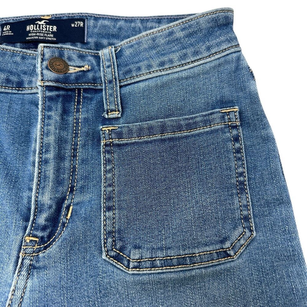Hollister Jeans Womens High Rise Flare Light Wash Fade Stretch Denim 27R - Picture 8 of 11